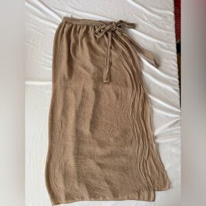 SHEIN Brown Linen Coverup Skirt with Ruched Detail